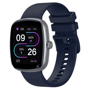 Fastrack Jupiter S3 Smartwatch | BT Calling | Square | Silver & Blue