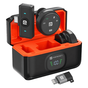 Portronics Vlogmate 3 Dual Wireless Microphone | with Charging Case | Black | POR 2323