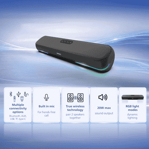 Philips Wireless Bluetooth Soundbar | 20W |  Deep Black | TAB4120BK/94