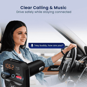Portronics Auto 10 Plus Car Charger With Bluetooth Calling | 30W Type-C PD | 18W USB | Black | POR 2434