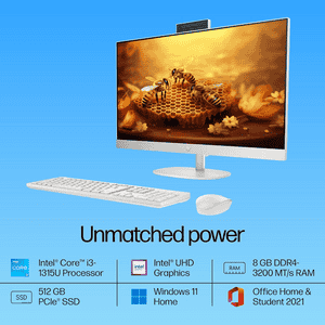 HP AIO Desktop | Intel Core i3-1315U | 8GB | 512GB | Windows 11 Home | Shell White | 24-CR0905IN