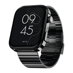 Boat Chrome Endeavour Square Smart Watch for Men & Women | Premium Metal Body | 1.96”(4.97cm) AMOLED Display | Steel Black