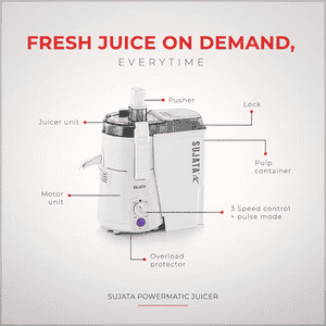 Sujata Powermatic Juicer | 900 Watts | White