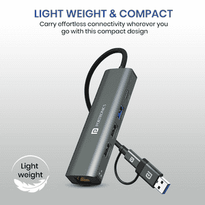 Portronics Mport Edge High-Speed Connectivity Hub | Type-C Charging Support | 5 Ports Dual USB Hub | Grey | POR 2931