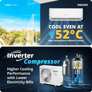 Voltas Inverter Split AC | 1 ton | 5 star | Silver & White | SAC 125 INV VECTRA ZEN SILVER