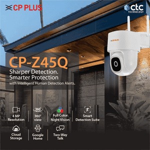 CP PLUS 4MP Quad HD Wi-Fi CCTV Camera for Outdoor | White | CP Z45Q