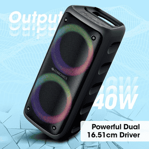 Zebronics Zeb Barrel 200 Bluetooth Portable Speaker with Wireless Mic | 40 W | Black