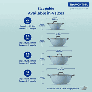 Tramontina Velo Forged Deep Kadai | 3.6 L | 24 Cm | Sea Blue