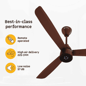 Atomberg Renesa Prime BLDC Ceiling Fan with Remote | 1200 mm | Gloss Brown