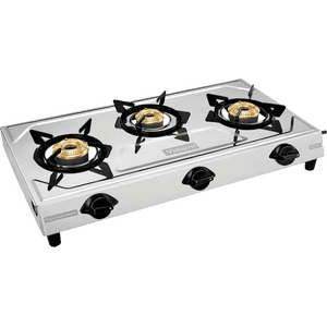 Vidiem Victor Stainless Steel Gas Stove | 3 Burner | Silver