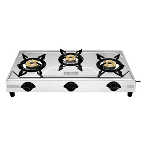 Vidiem Victor Stainless Steel Gas Stove | 3 Burner | Silver