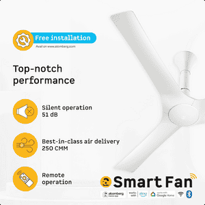 Atomberg Aris Gladius BLDC Ceiling Fan | 1200mm | Pearl White