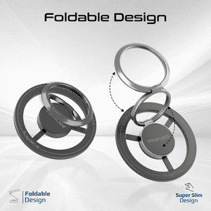 Promate Magnetic Ring Phone Holder | Multi-Angle 360° Rotation | Foldable Design | SnapRing Black