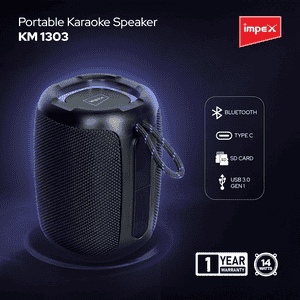 Impex Portable Karoke Bluetooth Speaker |14 W | Black | KM1303