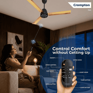 Crompton Energion Niteo Light 1200mm BLDC Ceiling Fan | Remote Control | 24 Watt | Light Pinewood