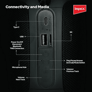 Impex Portable Karoke Bluetooth Speaker |14 W | Black | KM1303