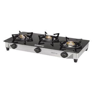 Usha Ebony Neo Gas Stove | 3 Burner | Black | GS3 003
