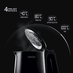 Usha ICHEF Programmable Electric Kettle | Digital LED Display and Touch Control | 1.5 L | Black