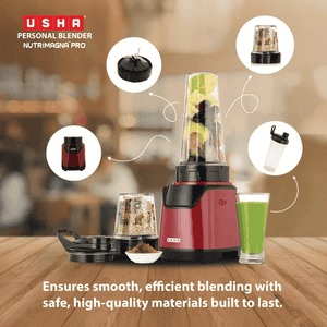 USHA Nutrimagna Pro Blender | 600W | Stainless steel blades | Maroon