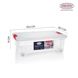 Asian Regal Roller Storage Box | 20 L | Transparent