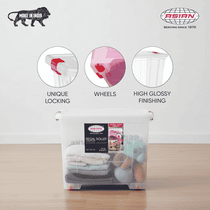 Asian Regal Roller Storage Box | 22 L | Transparent