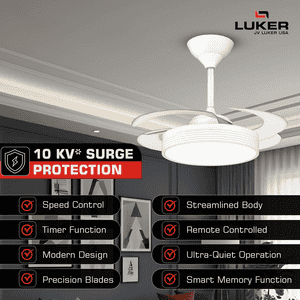 Luker Diana Ceiling Fan | 1050mm | White