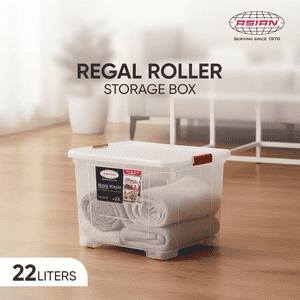 Asian Regal Roller Storage Box | 22 L | Transparent