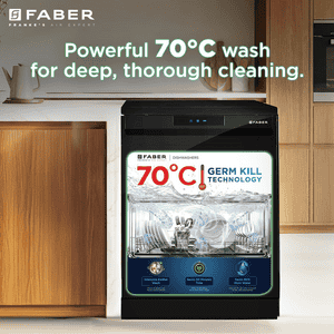 Faber Free Standing Digital Dishwasher | LED Display | Black | FFSD 6PR 14S BK