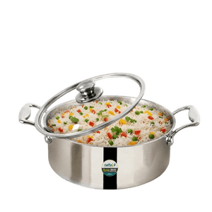Nolta Stainless Steel Triply Casserole Biriyani Pot | 6.5 L | 26 cm | Silver