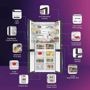 Haier Lumiere Frost Free French Door Side by Side Refrigerator | 3 Star | 520 L | Pearl White | HRB-600PW