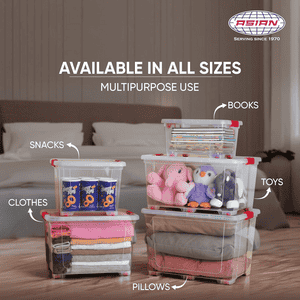 Asian Regal Roller Storage Box | 22 L | Transparent