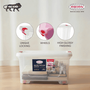 Asian Regal Roller Storage Box | 16 L | Transparent