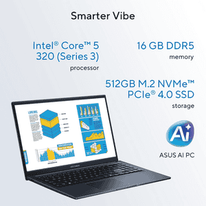 ASUS Vivobook 15 Student Lapto | Intel Core 5 320 | 16GB | 512GB | Quiet Blue | X1504MA-BQ126WS
