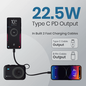 Portronics Power Shutter Wireless Fast Charging Powerbank | 20000mAh | 22.5 W | Multicolour | POR 3016