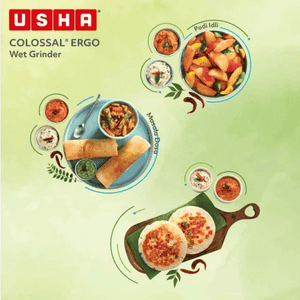 USHA Colossal Ergo Wet Grinder | 2 Litres | Stainless Steel | Magenta