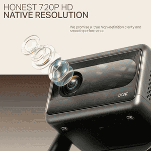 boAt CineHead E1 Smart Projector | 150 ANSI Lumens | 1080p & 4K Support | Carbon Black