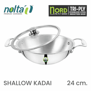 Nolta Triply Stainless Steel Shallow Kadai | 24 Cm