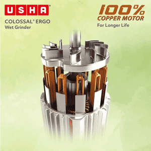 USHA Colossal Ergo Wet Grinder | 2 Litres | Stainless Steel | Magenta