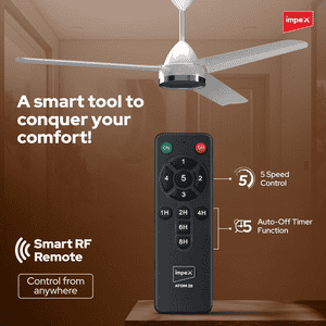 Impex 1200 mm BLDC Ceiling Fan with Remote Control | 5 star | High Air Delivery with 380 RPM | Matte White