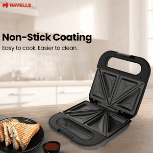 Havells Quick Crunch Sandwich Maker | 2 Slice | 800 W | Black