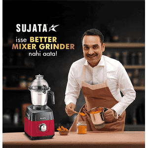 Sujata Mixer Grinder | 3 Jar | 1000 W | Red and Black | MG02