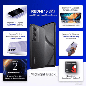 Redmi 15 5G | 8GB | 256GB | Midnight Black | NM1