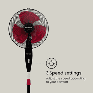 Crompton Torpedo HS Pedestal Fan | 400mm | Black & Red