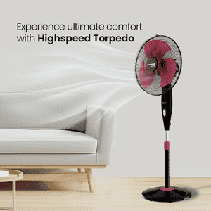 Crompton Torpedo HS Pedestal Fan | 400mm | Black & Red