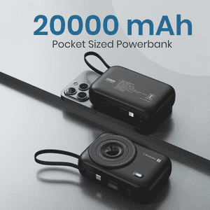 Portronics Power Shutter Wireless Fast Charging Powerbank | 20000mAh | 22.5 W | Multicolour | POR 3016