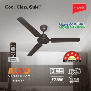Impex E-Saver BLDC Ceiling Fan with Remote Contro | 1200 mm | 5 star Rated Energy Efficient Ceiling Fan | Smoke Brown