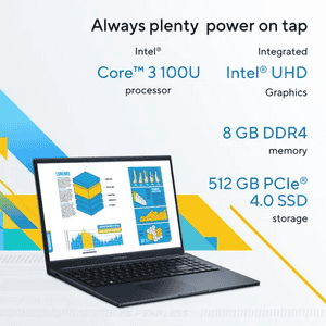 Asus Vivobook 15 Thin & Light Laptop | Intel Core 3 100U | 8GB | 512GB | Quiet Blue | X1504VAP-IN006WS