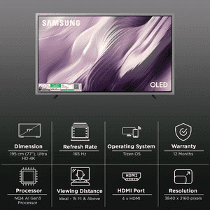 Samsung OLED 4K Ultra HD Smart TV | 195 Cm ( 77 Inch ) | Slate Black | QA77S95HXELXL