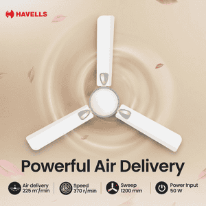 Havells Exter Neo Ceiling Fan | 1200 mm | Elegant White Chrome