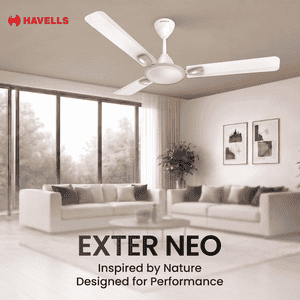 Havells Exter Neo Ceiling Fan | 1200 mm | Elegant White Chrome